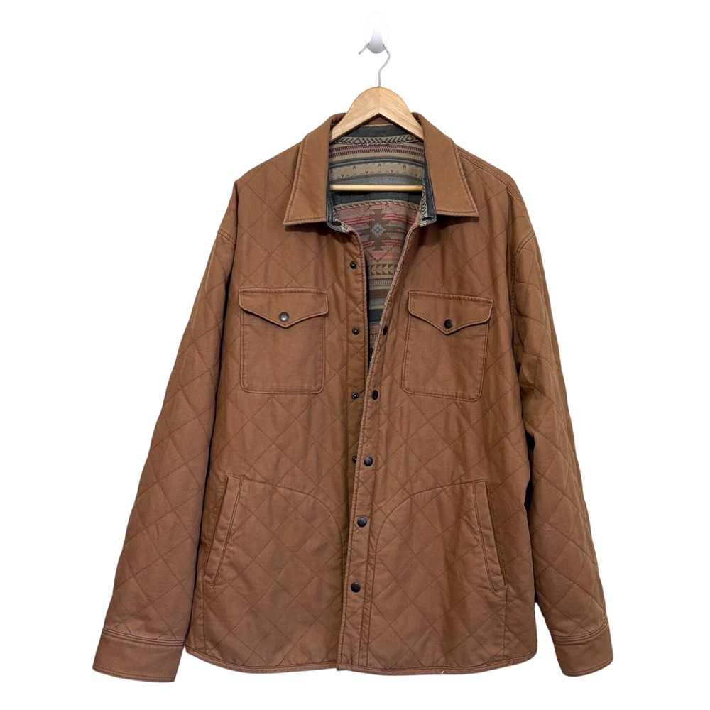 Faherty Mens Quilted Reversible Bondi Shirt Jacket XXL Tan Southwestern Shacket
